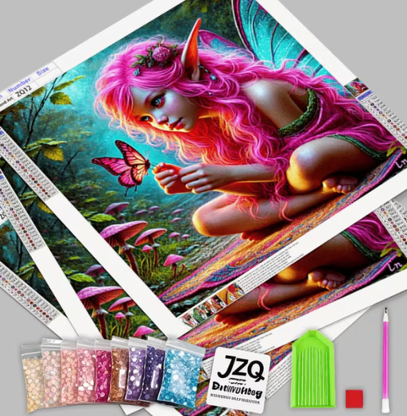 Diamond Painting Elfe mit Schmetterling
